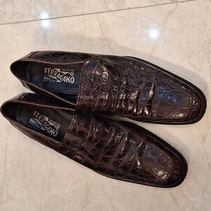 Salvatore Ferragamo brown Crocodile leather shoes